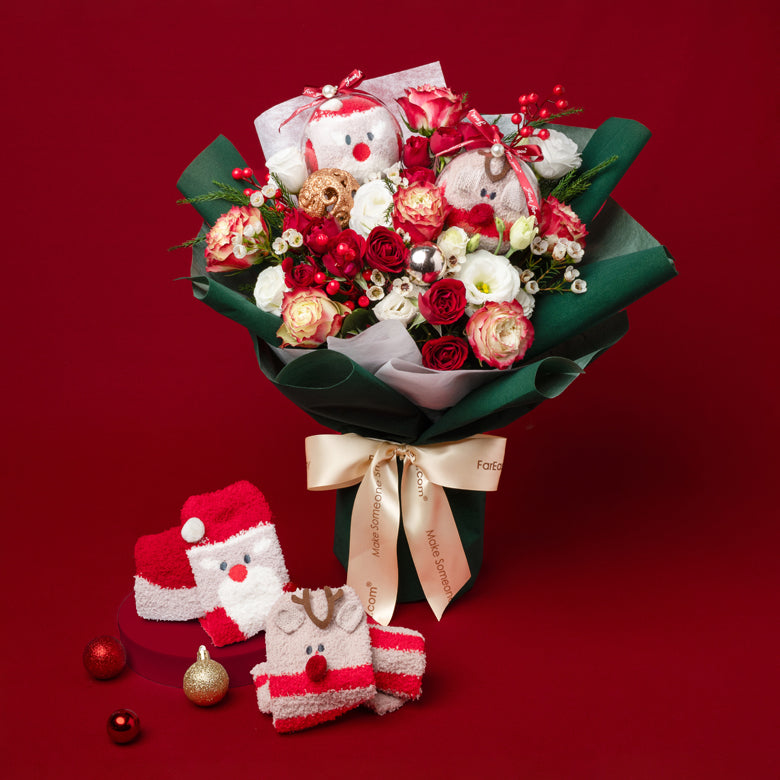 Fluffy Cheer - Fleece Socks Christmas Gift Bouquet