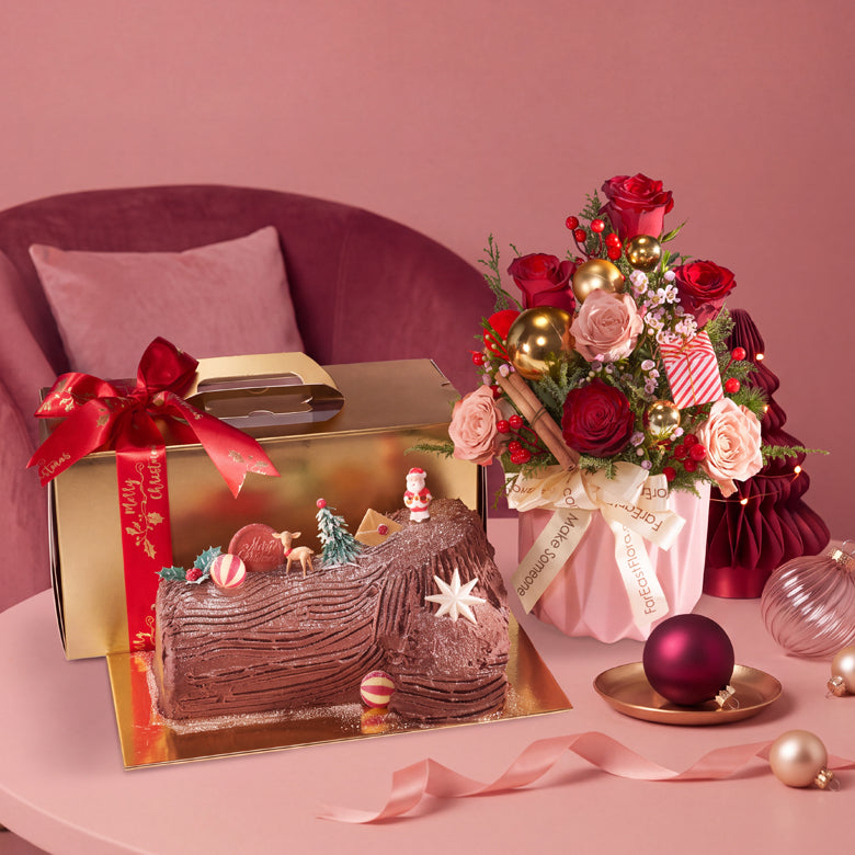Sweet Celebrations with Chocolate Yule Log Frozen Cake Bundle
