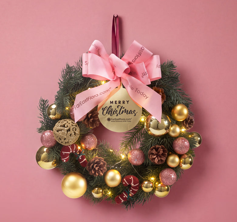 Rosé Winter Cheers - Fresh Nobilis Wreath 30cm