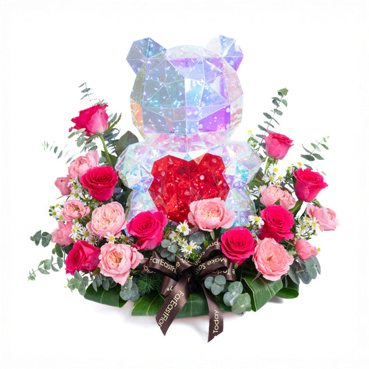 Sparkle Heart Bear x Flower Gift Set